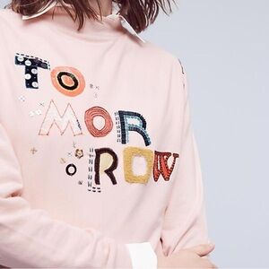 Anthropologie Postmark Tomorrow Pink Sweatshirt